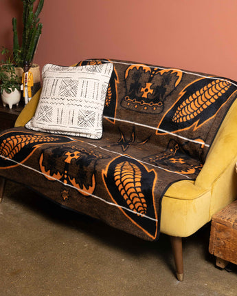 Small Khotso Traditional Basotho Blanket 'Mini Black & Orange Corn'-Blanket-AARVEN