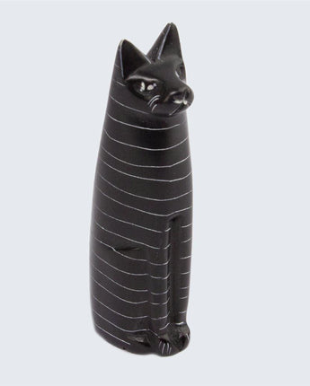 Soapstone Hand Carved Cats 'Black'-Soapstone-AARVEN