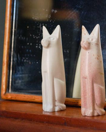 Soapstone Hand Carved Cats 'Natural'-Soapstone-AARVEN