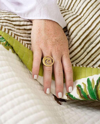 Artisans & Adventurers Hand Cast Ethical Recycled Brass Swirl Ring
