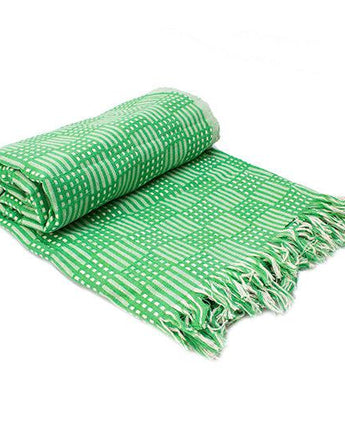 Tanzanian Table Cloth 'Grass Green Check'-Table Cloth-AARVEN