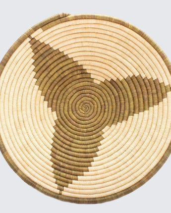 Uganda Craft Collection Large Plate 'Khaki & Natural Mangrove'-Wall Basket-AARVEN