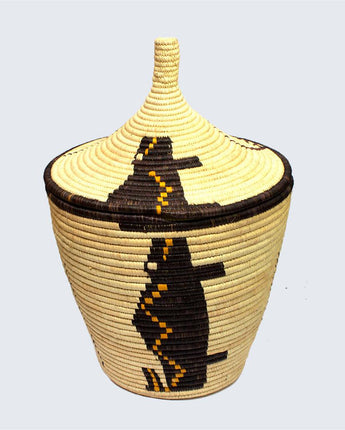 Uganda Craft Collection Lidded Basket 'Crocodile & Fish'-Lidded Basket-AARVEN