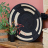 Uganda Craft Collection Plate 'Black and Natural Wheel'-Wall Basket-AARVEN