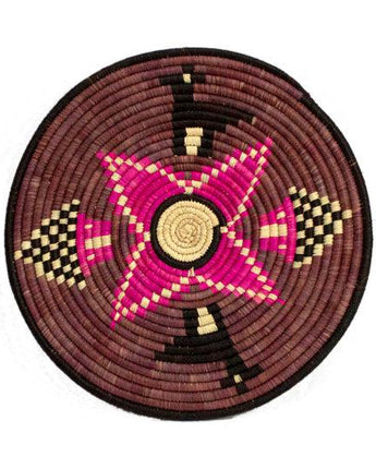 Uganda Craft Collection Plate 'Magenta Houses and Animals'-Placemat-AARVEN