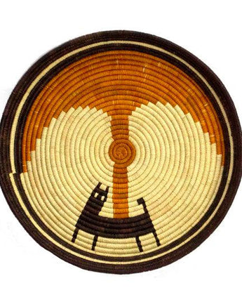 Ugandan Basket Tray 'Cat and Fountain'-Tray-AARVEN