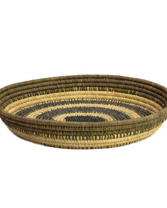 Ugandan Basket Tray 'Olive Green and Berry Blue'-Tray-AARVEN