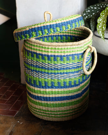 Ethical home storage basket handwoven in Ghana by skilled artisans.