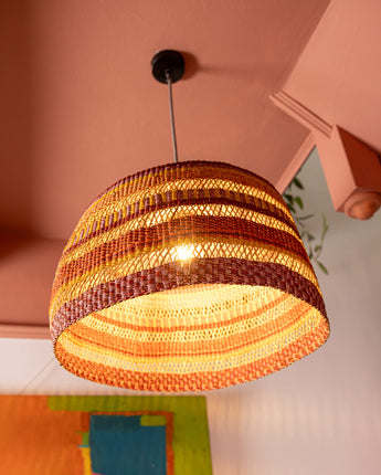 Ethical pendant lightshade handwoven in Ghana by skilled artisans.