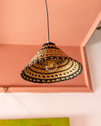 AARVEN Natural rattan pendant light shade hand made by Ghanaian artisans