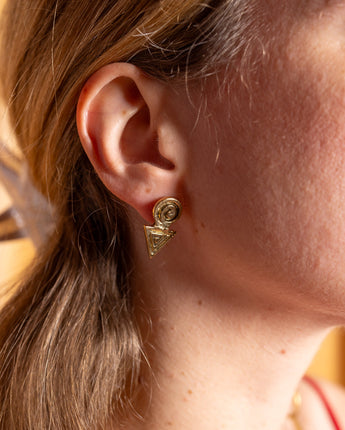AARVEN Nakuru Stud Earrings handcrafted from recycled brass with minimalist African-inspired design.