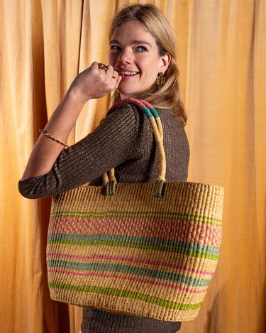 AARVEN ethical Ghanaian shopping basket with sturdy handles for groceries or storage.
