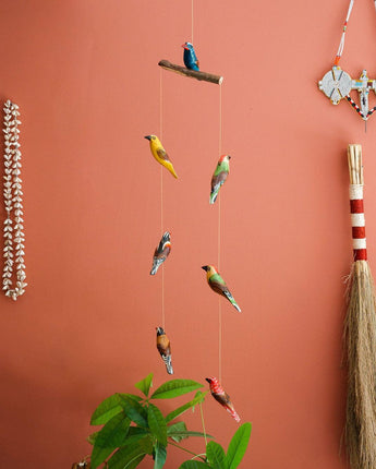 Wood Hanging Birds Mobile 'Painted Colours'-Mobile-AARVEN