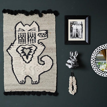 Woven Kenyan Wall Hanging/Rug 'Black Dog'-Wall Art-AARVEN