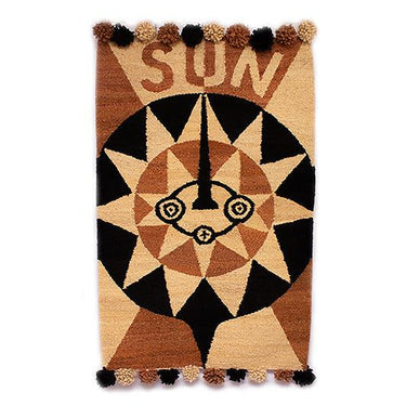Ethical Kenyan woven wall tapestry celebrating traditional mask design