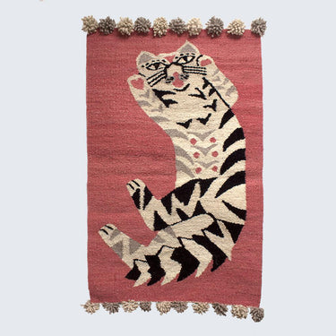 Ethical wall tapestry art from Kenya, cat motif