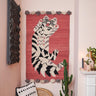 Handwoven pink wall rug featuring cat design, AARVEN