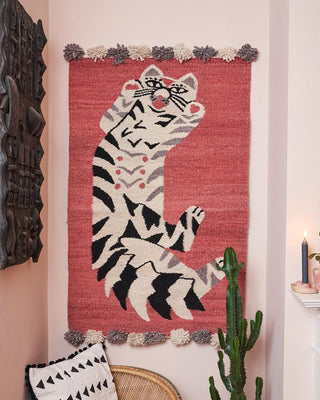 Woven Kenyan Wall Hanging/Rug 'Candy Floss Cat'-Wall Art-AARVEN