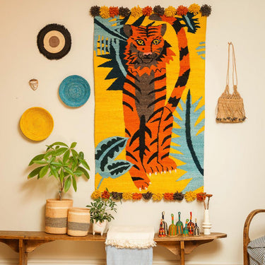 Woven Kenyan Wall Hanging/Rug 'Tiger'-Wall Art-AARVEN