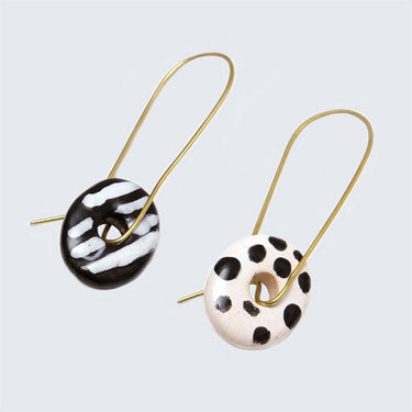 Zawadi Ceramic Earrings 'Polka Dots and Stripes'-Earrings-AARVEN