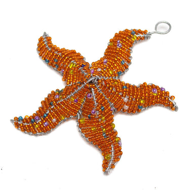 Zimbabwean Beaded Star Fish Decoration 'Orange'-Decoration-AARVEN