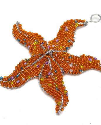 Zimbabwean Beaded Star Fish Decoration 'Orange'-Decoration-AARVEN