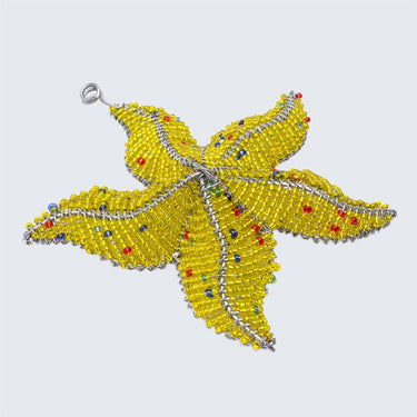 Zimbabwean Beaded Star Fish Decoration 'Yellow'-Decoration-AARVEN