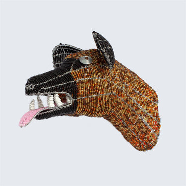 Zimbabwean Beaded Wall Head Decoration 'Wild Dog'-Animal Head-AARVEN
