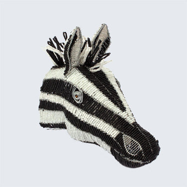 Zimbabwean Beaded Wall Head Decoration 'Zebra'-Animal Head-AARVEN